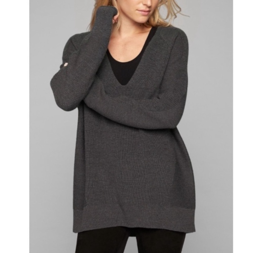 Athleta | Women's Hanover Merino Wool Blend V Neck Longline Soft Sweater Size XS